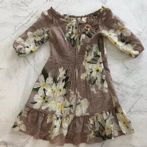 Blumarine Floral Beige Embellished Dress tunic Sz 40